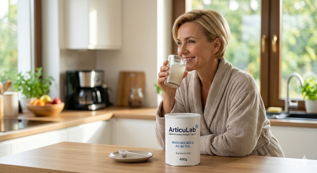 Kobieta 45+ pijąca rano ArticuLab+